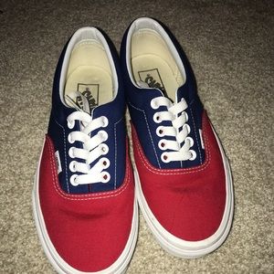 Red white and blue check vans